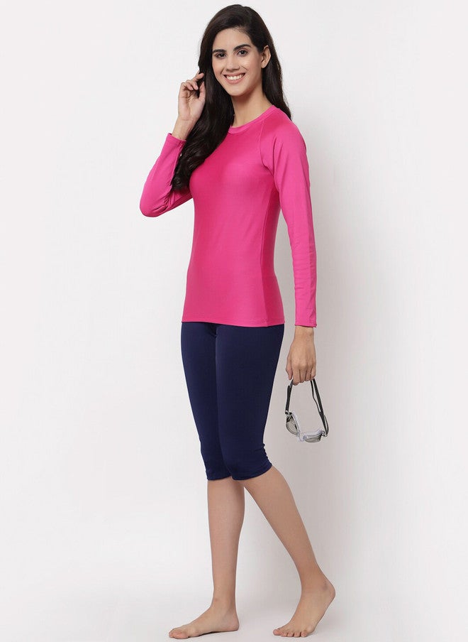 CUKOO Women Navy Blue Solid Swim Capris - Image 4